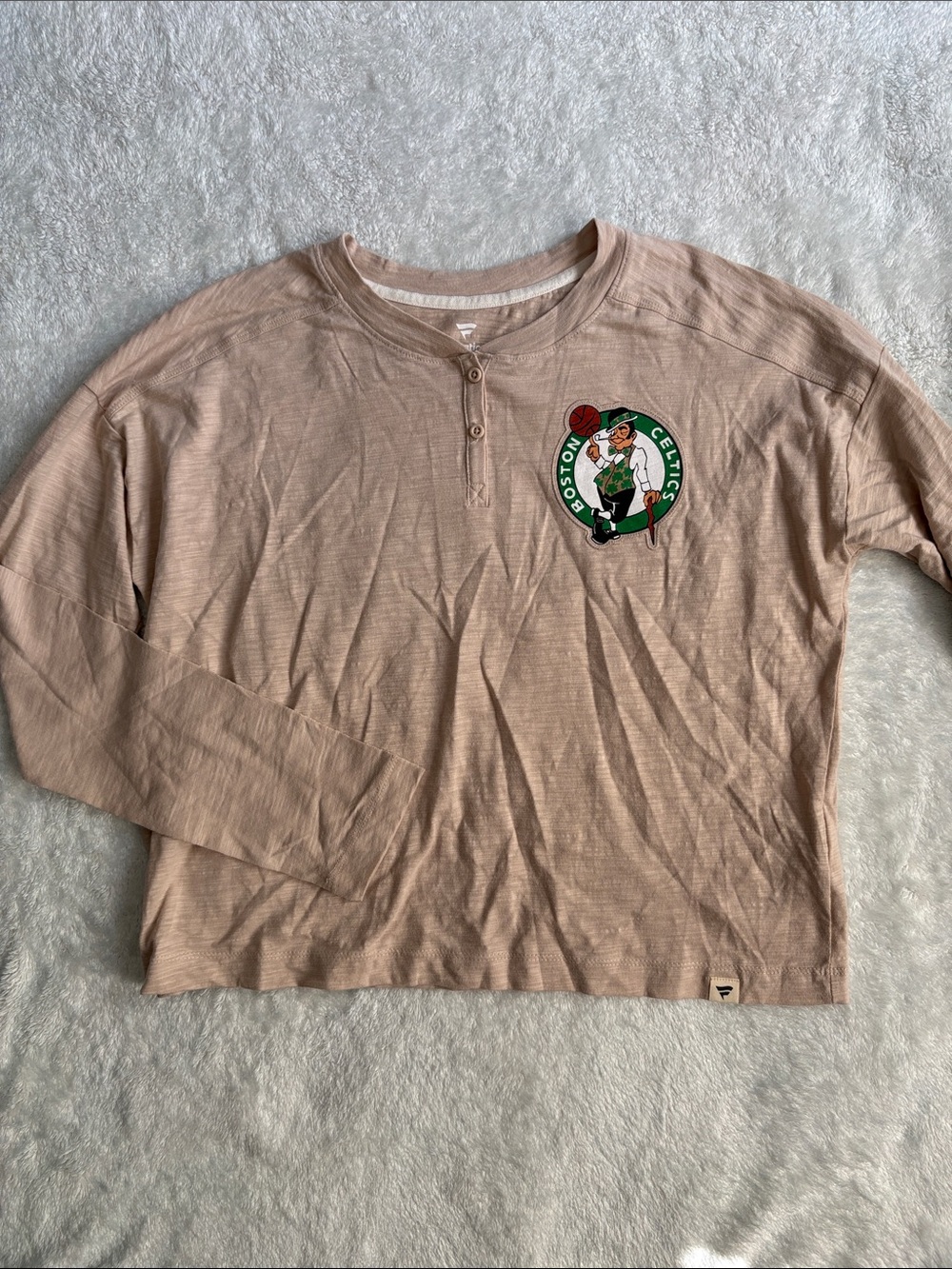 Boston Celtics Logo Long Sleeve Henley Tee